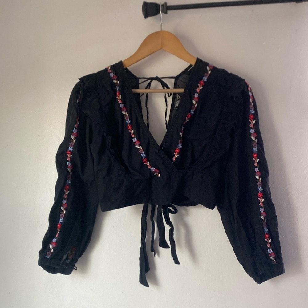 Topshop 6 Embroidered Crop Top